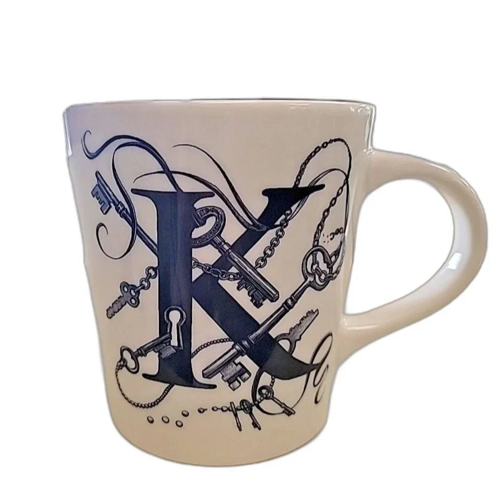Williams Sonoma Rory Dobner Monogram Initial K Keyhole Chaos Coffee Mug Cup